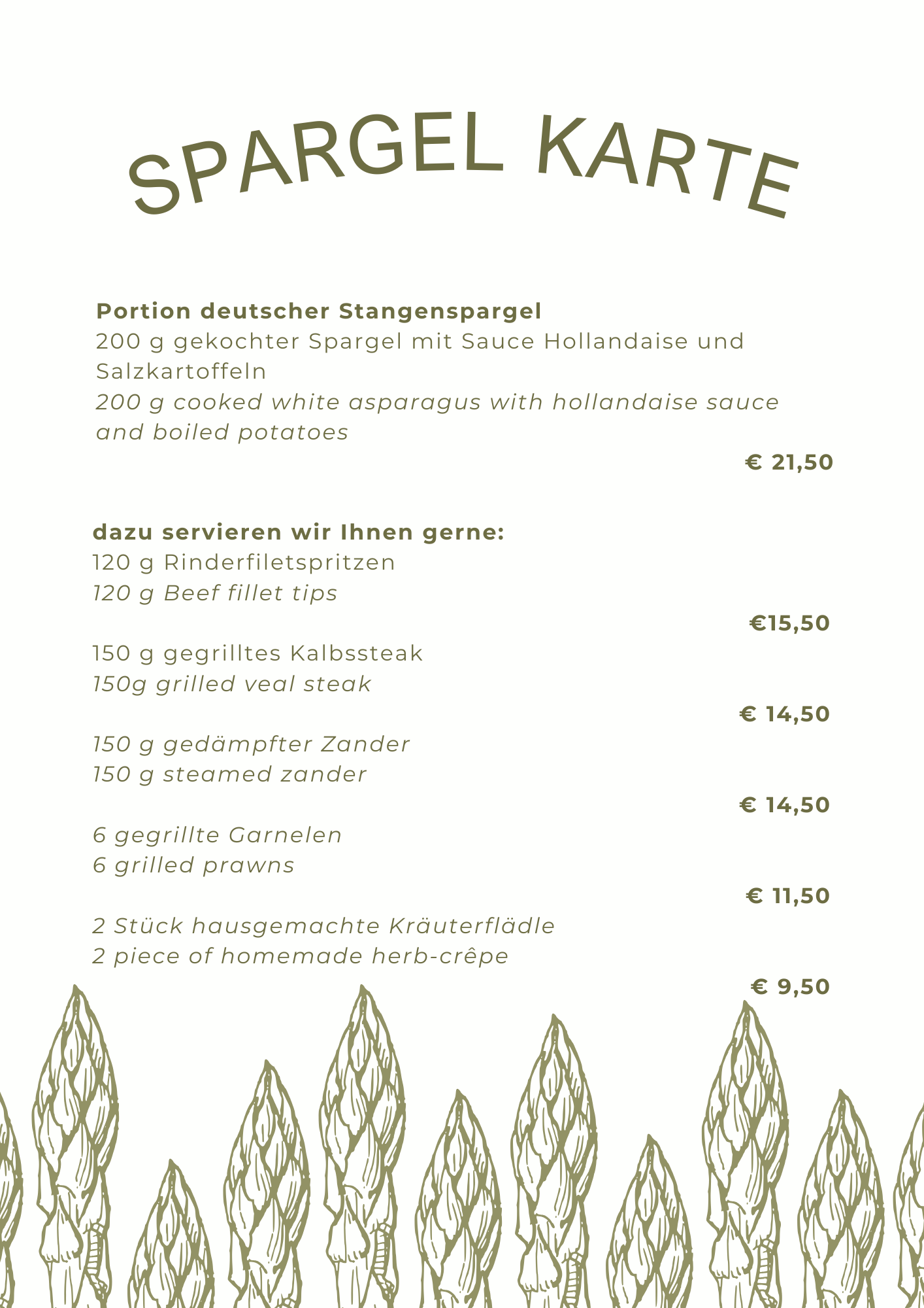 Asparagus menu